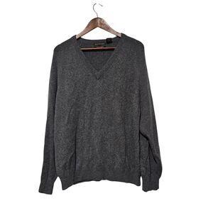 Alexander Julian Colours 100% Cashmere Sweater Men's Size L V-Neck Gray Classic